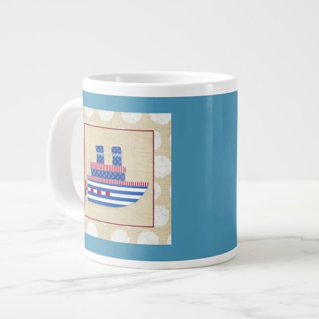Dampfschiff mit Propeller und Blue Smokestacks Jumbo-Tasse (Vorderseite Links)