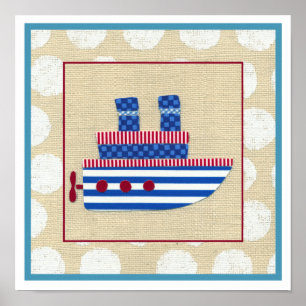 Dampfschiff mit Propeller und Blue Smokestacks Poster