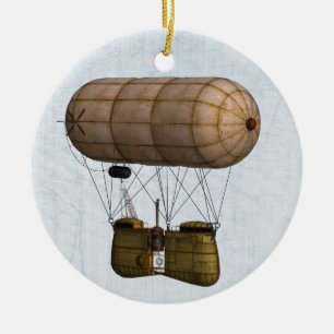 Dampfschiff-Ornament im Steampunk-Stil Keramikornament
