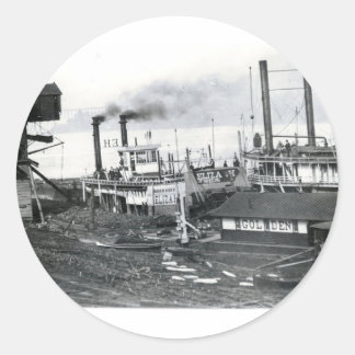 Dampfschiff Runder Aufkleber