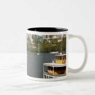Dampfschiffe, Brisbane River, Brisbane, Zweifarbige Tasse