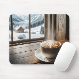 Dampfschneeflocke Latte by Winter Window Mousepad