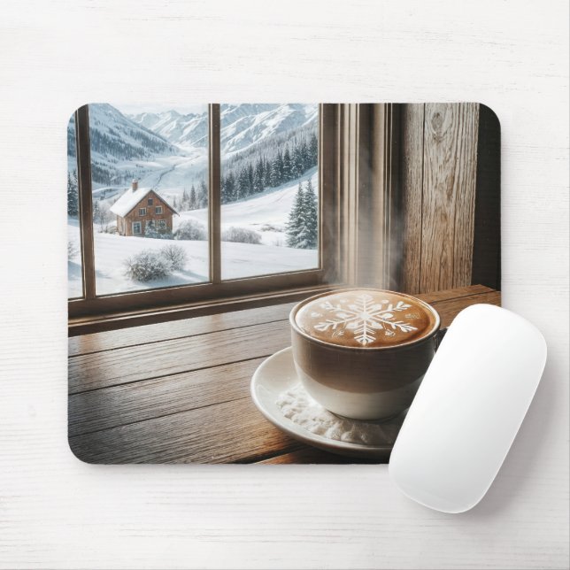 Dampfschneeflocke Latte by Winter Window Mousepad (Mit Mouse)