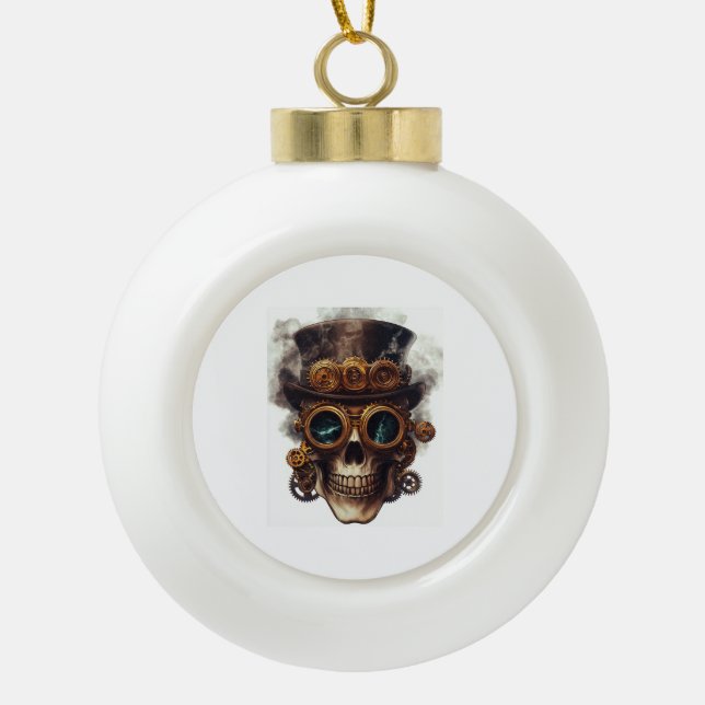 Dampfskulpturmotor Keramik Kugel-Ornament (Vorderseite)
