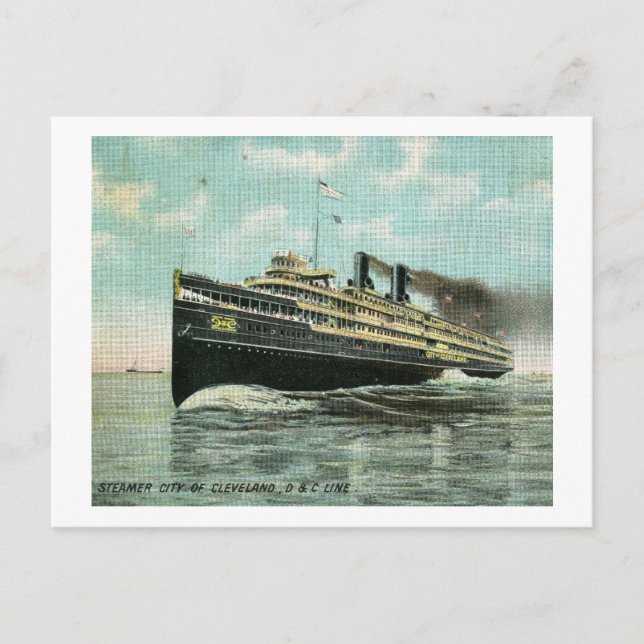 Dampfstadt Cleveland 1909 Vintag Postkarte (Vorderseite)