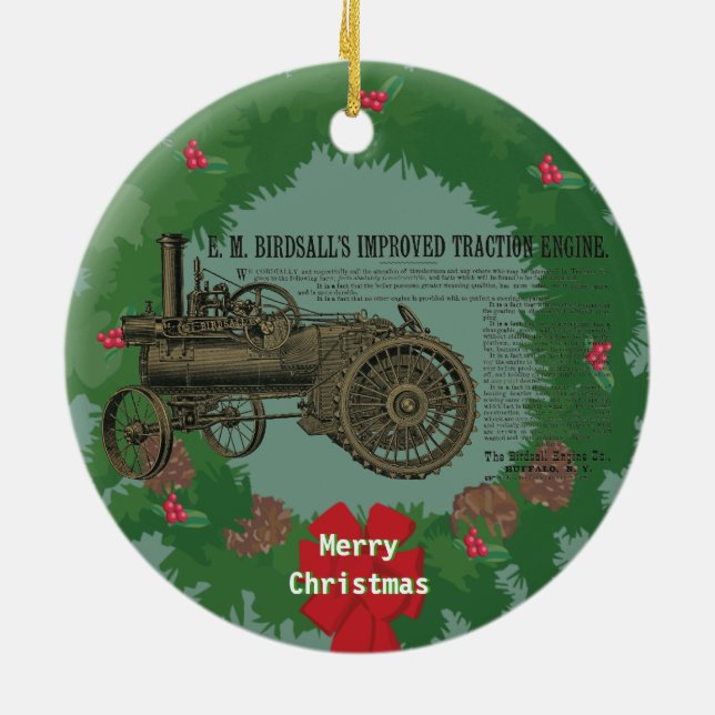 Dampftraktion Motor 1889 Birdsall's Steam Motor Keramik Ornament (Hinten)