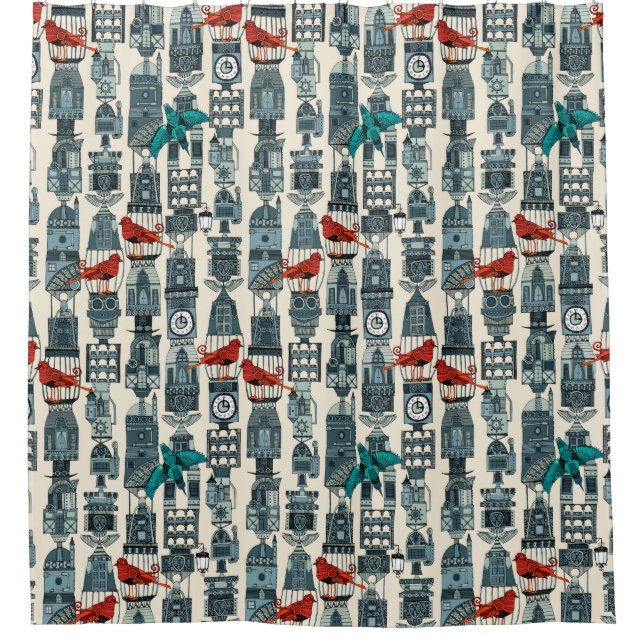 Dampftürme Duschvorhang (Vorderseite)