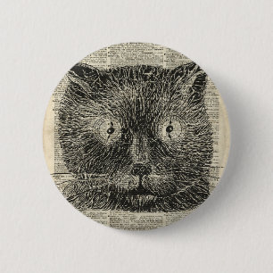 Dampfuhrwerk-Uhr Augen Katze über Wörterbuchseite Button