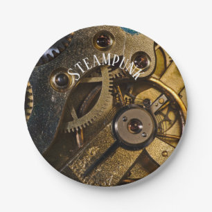 Dampfuhrwerk-Uhr-Mechanismus Pappteller