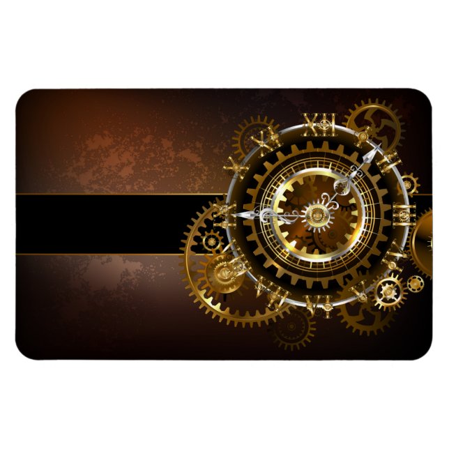 Dampfuhrwerk-Uhr mit antiken Zahnrädern Magnet (Horizontal)