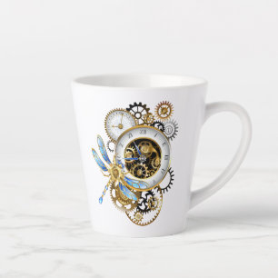 Dampfuhrwerk-Uhr mit mechanischer Libelle Milchtasse