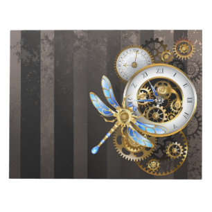 Dampfuhrwerk-Uhr mit mechanischer Libelle Notizblock