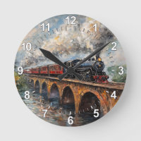 Dampfzug auf einer Brücke - Ölgemälde