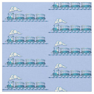 Dampfzug auf Light Blue Stoff