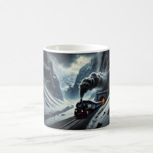 Dampfzug aus einem Bergtunnel Kaffeetasse