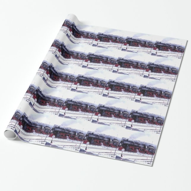 Dampfzug-Bahnlokomotivstations-Motor Geschenkpapier (Ungerollt)