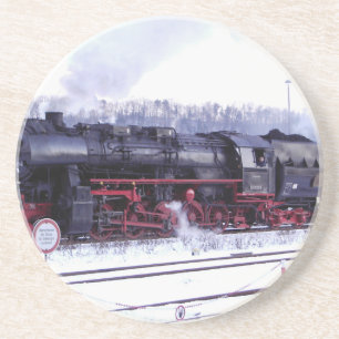 Dampfzug-Bahnlokomotivstations-Motor Sandstein Untersetzer
