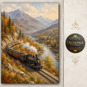 Dampfzug-Decoupage-Seidenpapier Berglandschaft Seidenpapier