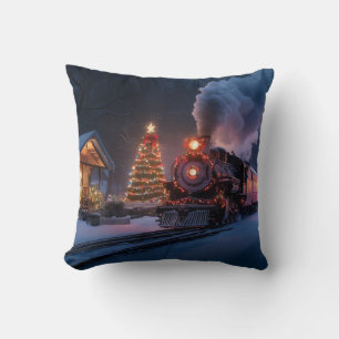 Dampfzug durch die Weihnachtsstadt Kissen