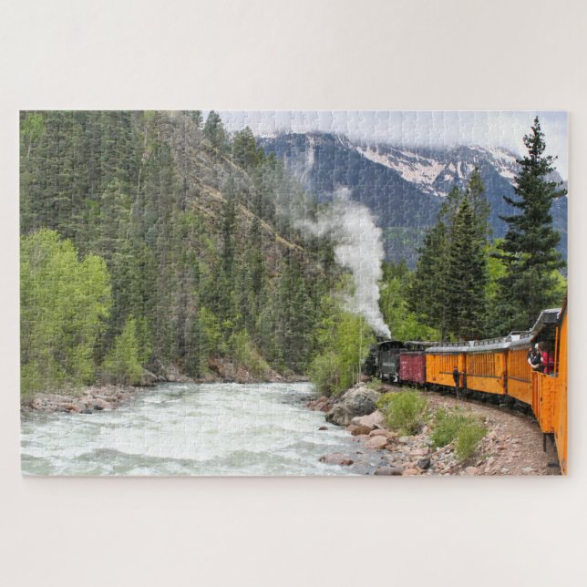 Dampfzug, Fluss und Berge, Colorado Puzzle (Horizontal)