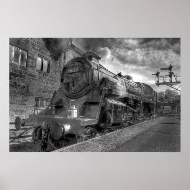 Dampfzug HDR in B&W Poster (Vorne)