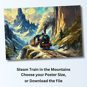Dampfzug in den Bergen, Eisenbahn Poster