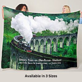 Dampfzug in Glenfinnan Viadukt - Name Text hinzufü Fleecedecke