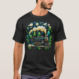 Dampfzug Lokomotive Eisenbahn Männer Frauen T-Shirt