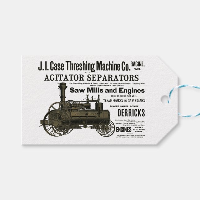 Dampfzug Motor Bauernhof Traktor Landschaftlich An Geschenkanhänger (Vorderseite (Horizontal))