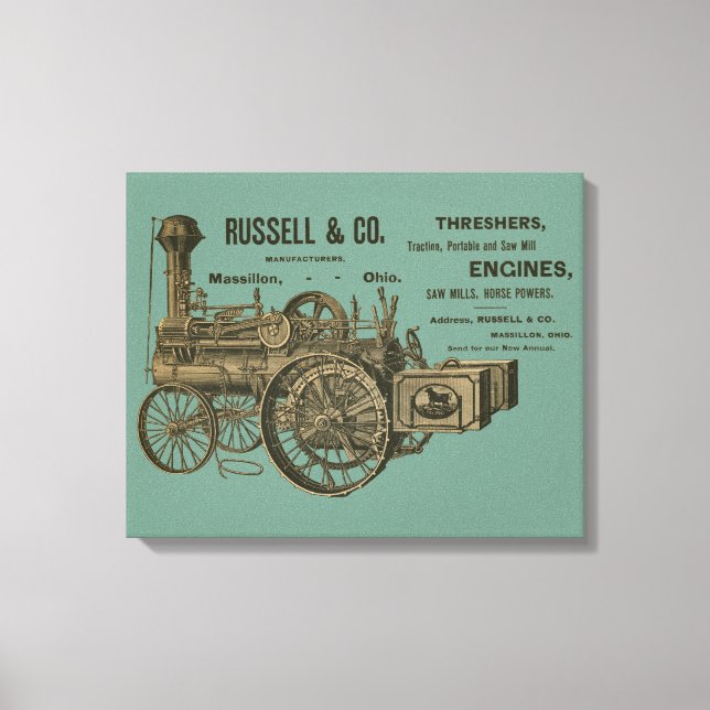 Dampfzug Motor Bauernhof Traktor Landschaftlich An Leinwanddruck (Vorderseite)