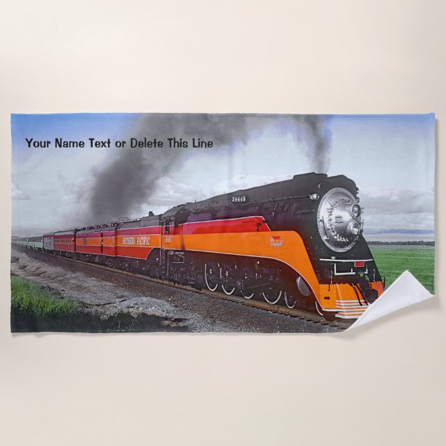 Dampfzug Motor Lokomotive SP4449 Black Orange Strandtuch (Vorderseite)
