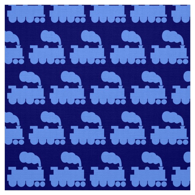 Dampfzug Muster - Baby Blue on Deep Navy Stoff (Muster)