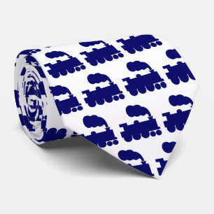 Dampfzug Muster - Deep Navy Blue on White Krawatte