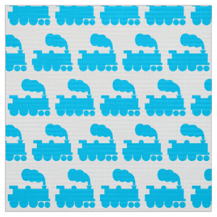 Dampfzug Muster - Sky Blue and White Stoff