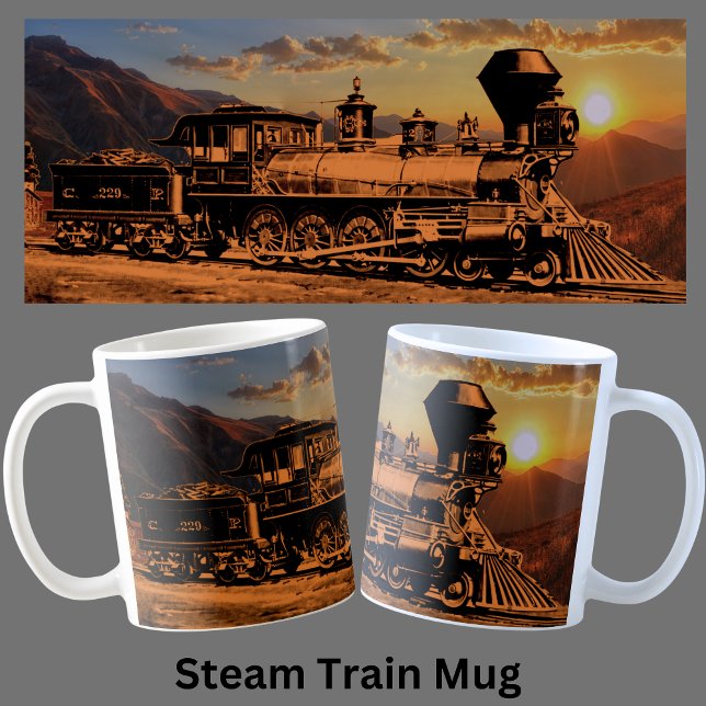 Dampfzug Rund um den CPRR 229 Lokomotive-Motor Kaffeetasse (Von Creator hochgeladen)