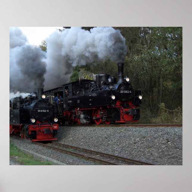 Dampfzug-Vorwärts-Druck Poster (Vorne)