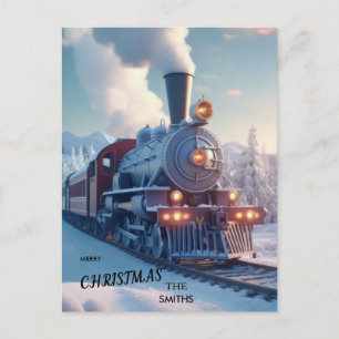 Dampfzug Weihnachten Vintage-Maschine Schnee Waldl Postkarte