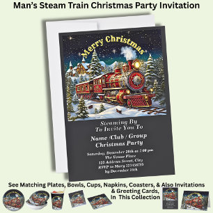 Dampfzug Weihnachtsmann-Party Einladung