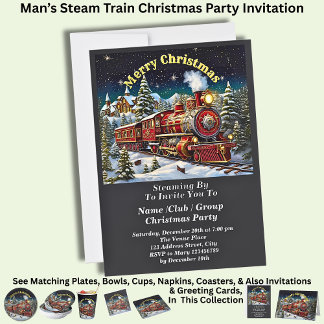 Dampfzug Weihnachtsmann-Party Einladung