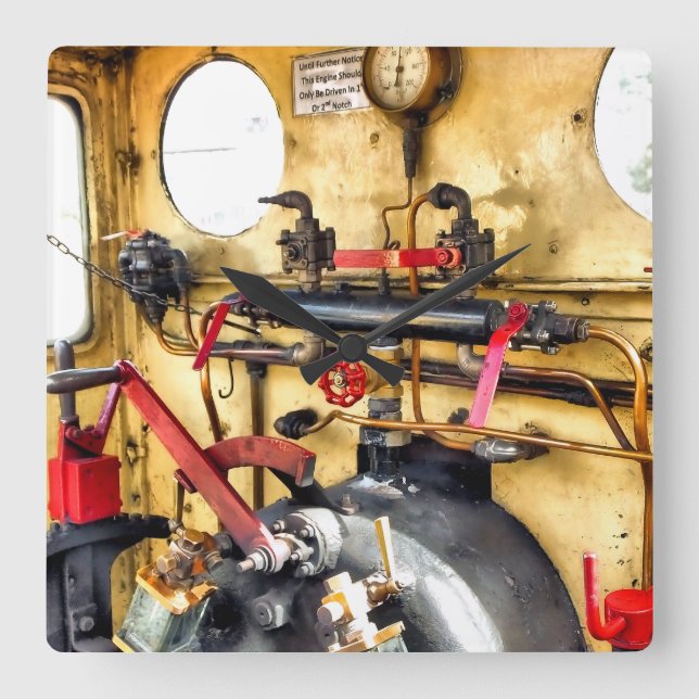 DAMPFZÜGE QUADRATISCHE WANDUHR (Vorderseite)