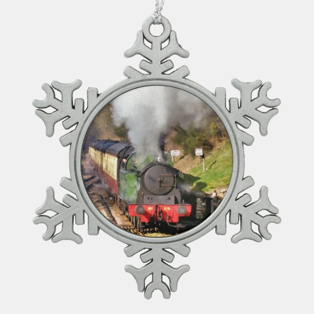 DAMPFZÜGE SCHNEEFLOCKEN Zinn-Ornament (Vorderseite)
