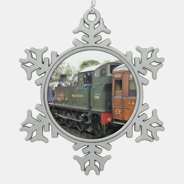 DAMPFZÜGE SCHNEEFLOCKEN Zinn-Ornament (Vorderseite)