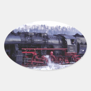 Dampfzugs-Eisenbahn-Lokomotive Bahnhof Motor Ovaler Aufkleber