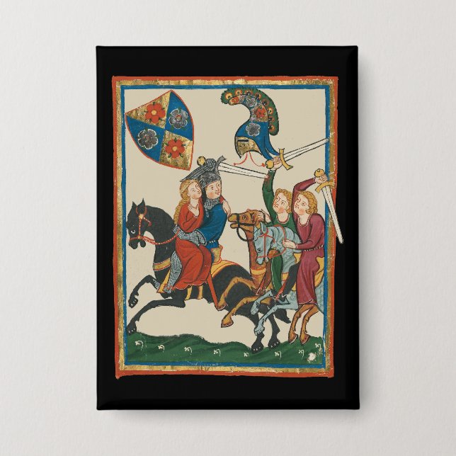 Damsel in Not, mittelalterliche Kunst des 14. Jahr Button (Vorderseite)