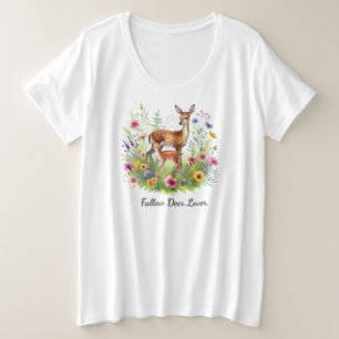 Damwild und Hirschkalb mit Blumen  Große Größe T-Shirt