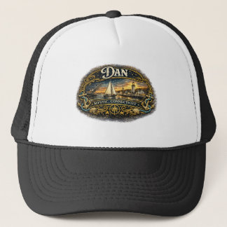 Dan Mystic Connecticut Vintage-Nautischer Name Truckerkappe