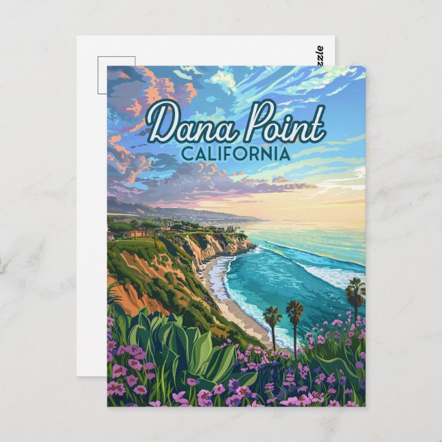 Dana Point California Beach Orange Landkreis Vinta Postkarte (Vorne/Hinten)