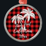 Dana Point California Beach Palm Tree Red Kariert Ornament Aus Metall<br><div class="desc">Dana Point California Beach Palm Tree Kariertes Ornament</div>