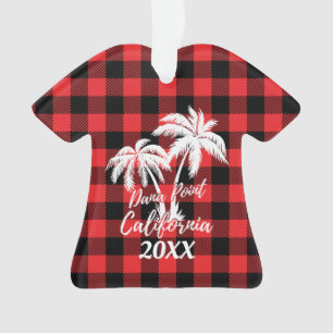 Dana Point California Palm Tree Kariert Personalis Ornament