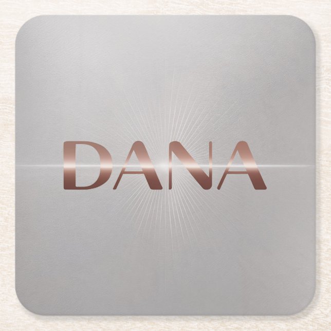 Dana Rose Gold Text Silver Untersetzer Set (Vorderseite)